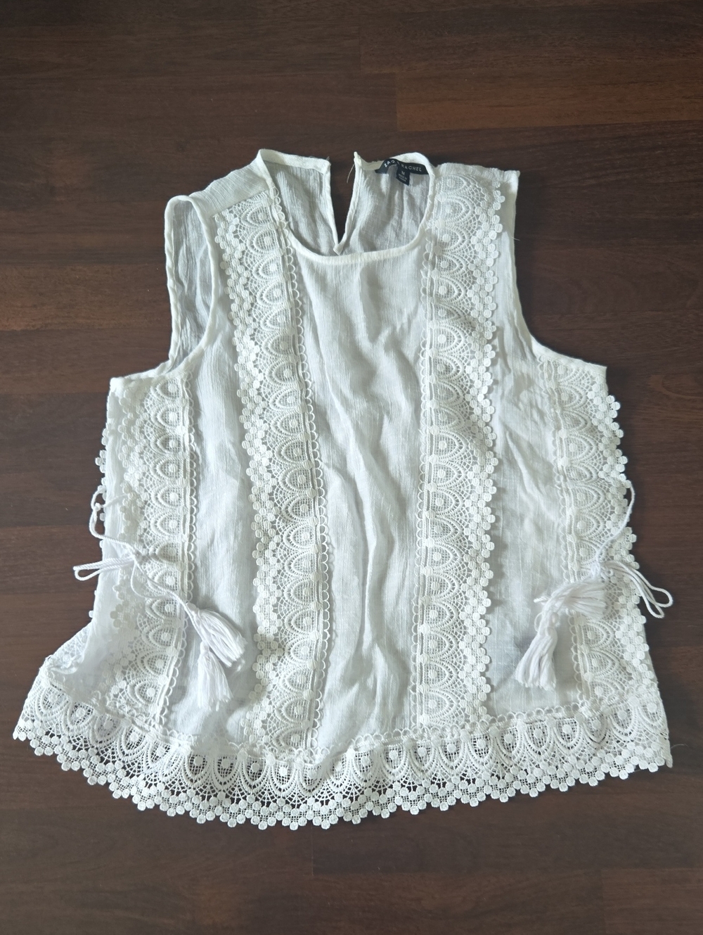 Zac & Rachel White Lace-Trim Sleeveless Camisole